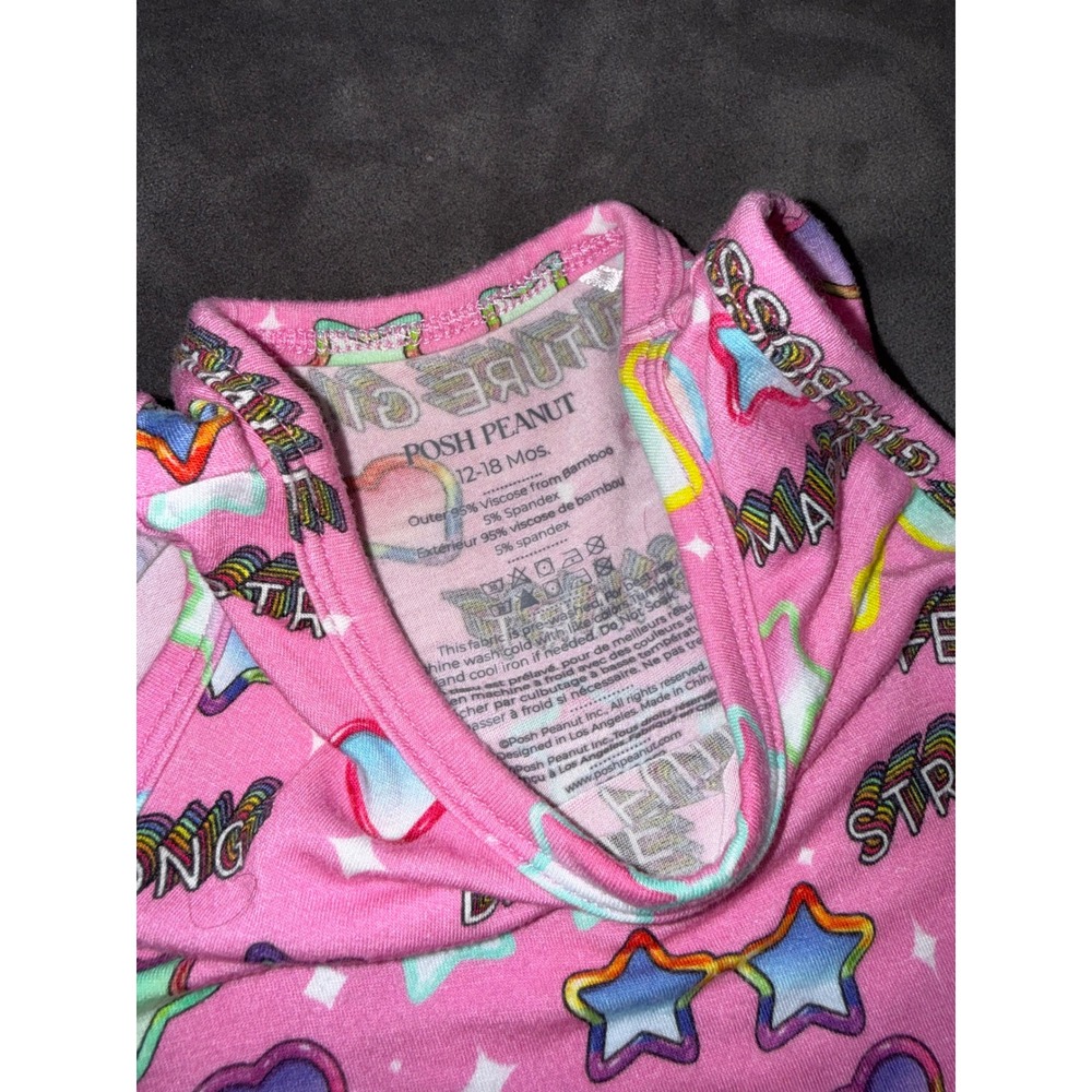 Posh Peanut Pink Future Is Female Bamboo Sleeveless Romper 12-18 Months - Picture 2 of 5